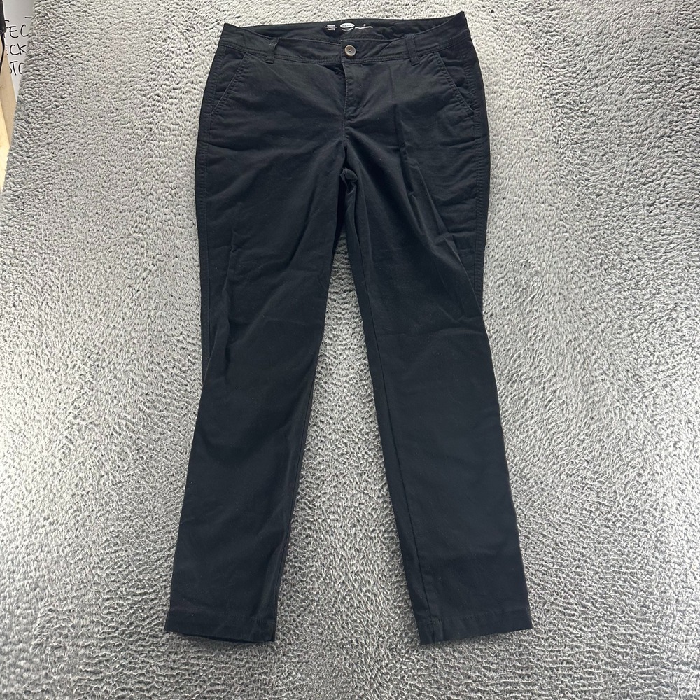 Old Navy Pant Womens 12 Black Cotton Chino Skinny Preppy Classic Business Career